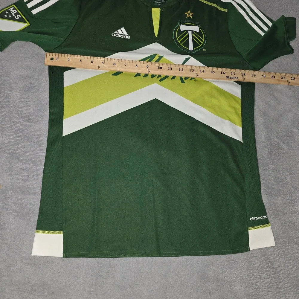 Adidas Portland Timbers MLS Soccer Jersey Green Alaska Airlines Youth XL 15-16Y